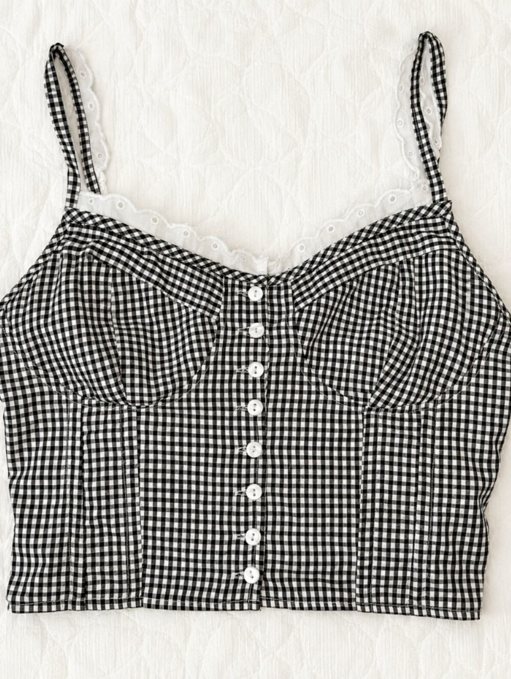Gingham Crop Bustier Style Camisole